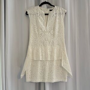 BCBG Max Azria Isabel White Lace Peplum Dress Sleeveless Women’s 4 Formal